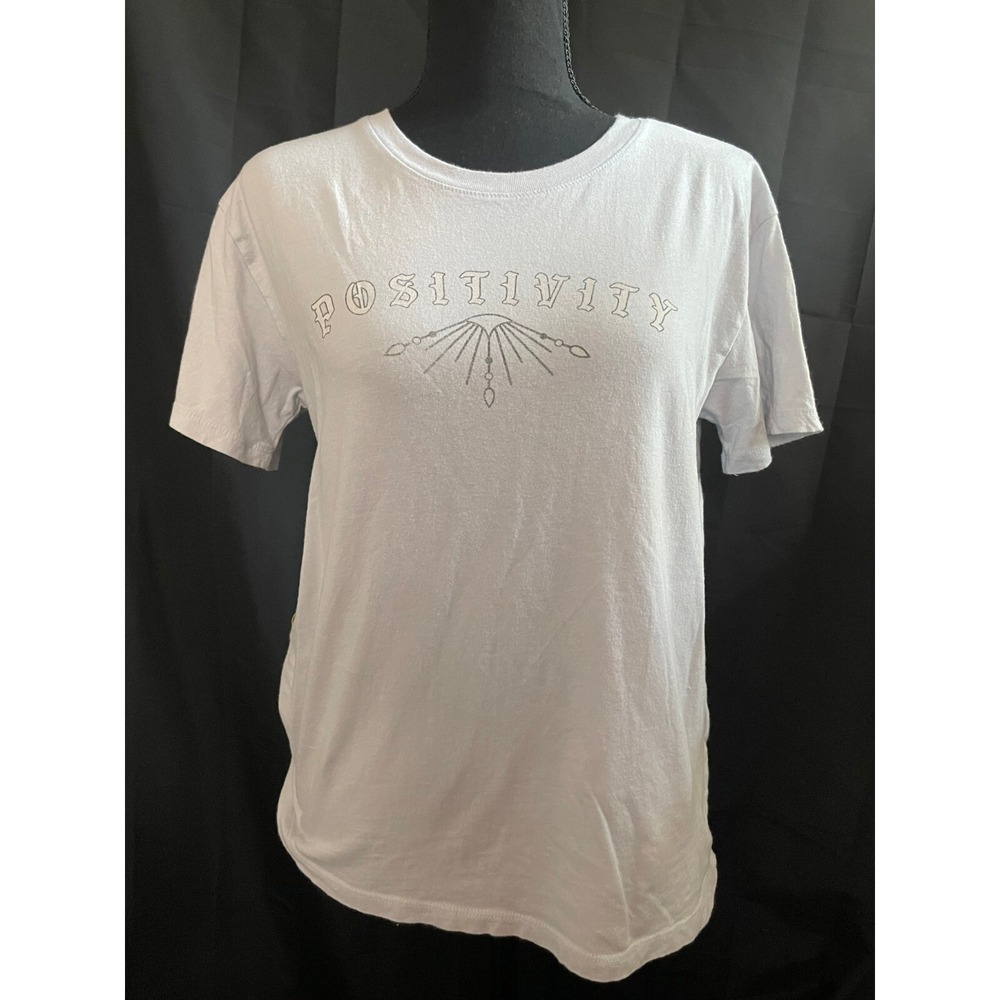 HOLLISTER Womens Graphic Tee Shirt Gray Size S Positivity Boho Y2K Top